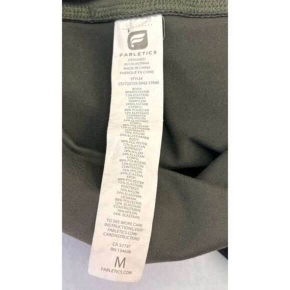 Fabletics Leggings Womens M Black Green Stretch Yoga Gym High Rise Activewear - Picture 9 of 10